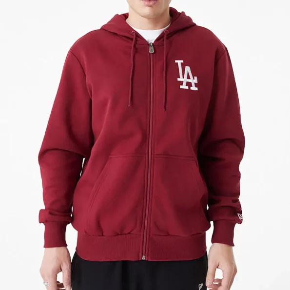 dodgers zip up hoodie maroon