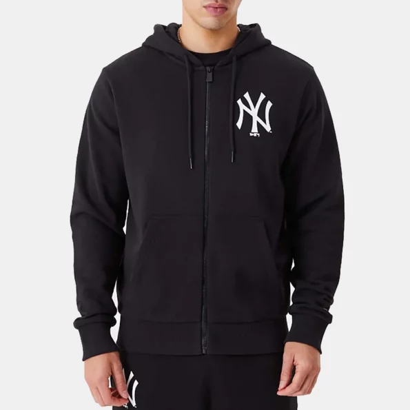 Yankees Zip Up Black Hoodie Fleece