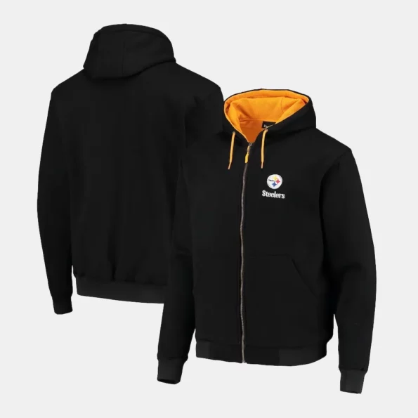 pittsburgh steelers zip up hoodie in black