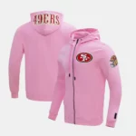 San Francisco 49ers Zip Up Pink Fleece Hoodie